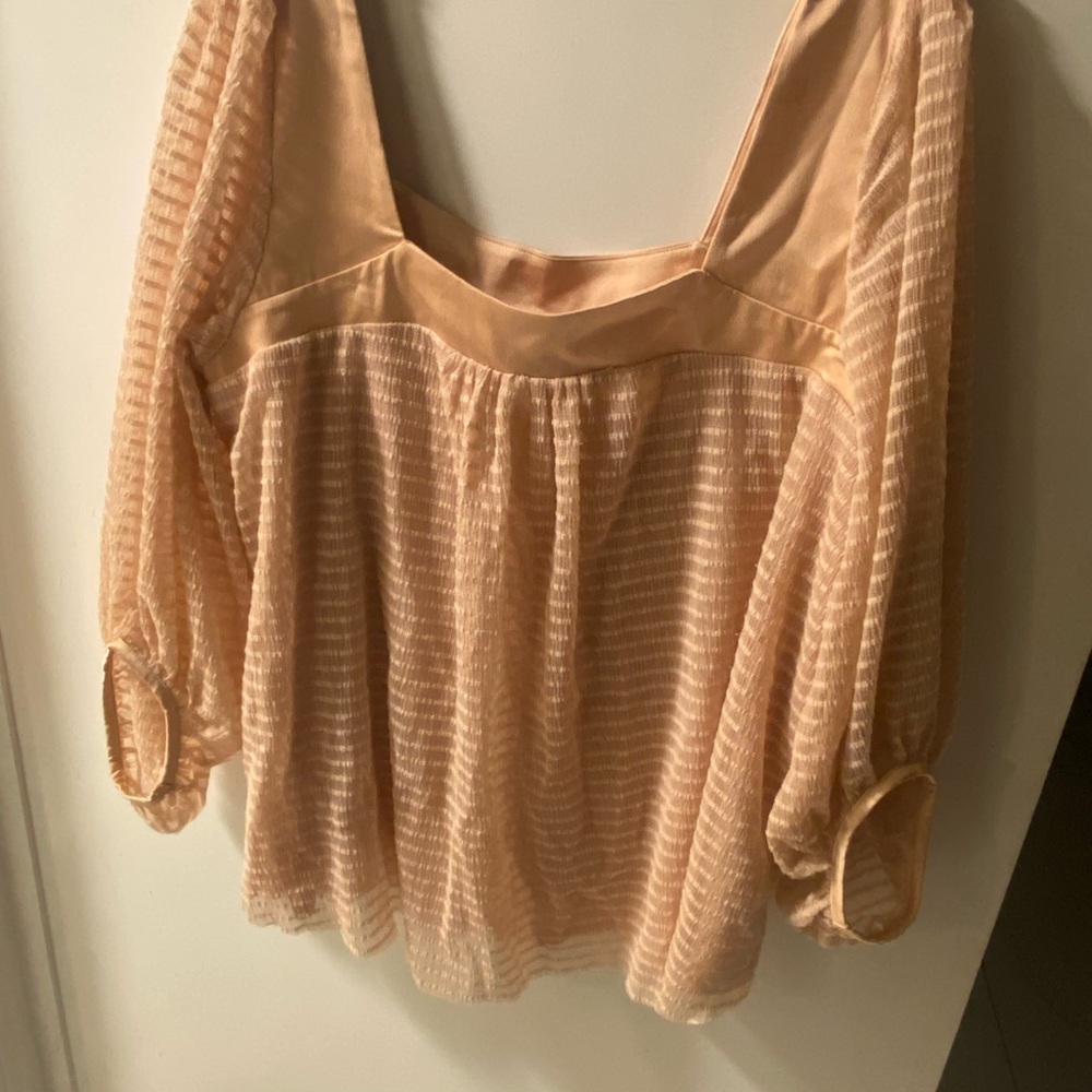 Meadow Rue Peach Striped Blouse - Picture 2 of 6